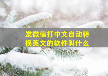 发微信打中文自动转换英文的软件叫什么