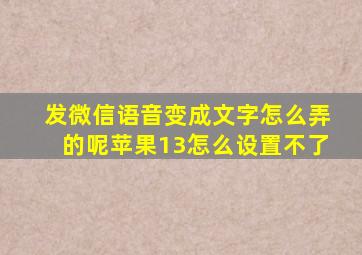 发微信语音变成文字怎么弄的呢苹果13怎么设置不了