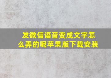 发微信语音变成文字怎么弄的呢苹果版下载安装