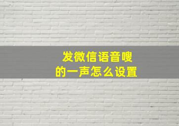 发微信语音嗖的一声怎么设置