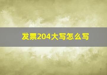 发票204大写怎么写