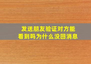 发送朋友验证对方能看到吗为什么没回消息