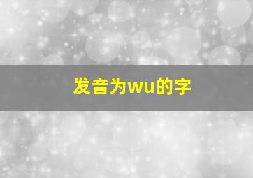 发音为wu的字