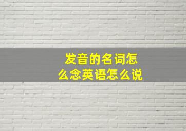 发音的名词怎么念英语怎么说