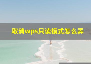 取消wps只读模式怎么弄