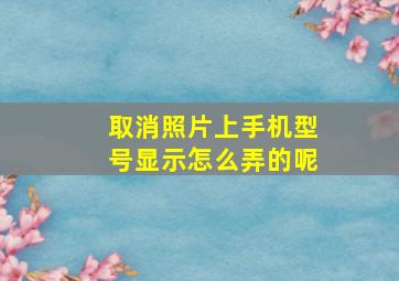 取消照片上手机型号显示怎么弄的呢