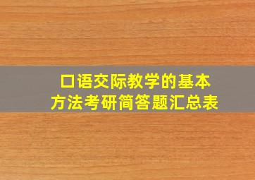 口语交际教学的基本方法考研简答题汇总表