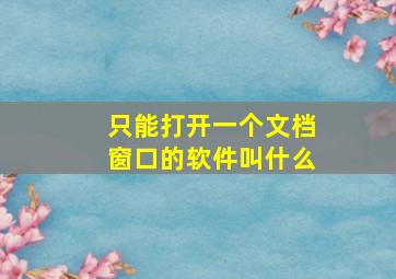 只能打开一个文档窗口的软件叫什么