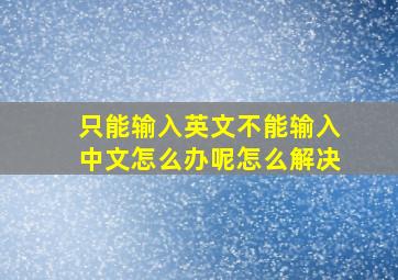 只能输入英文不能输入中文怎么办呢怎么解决