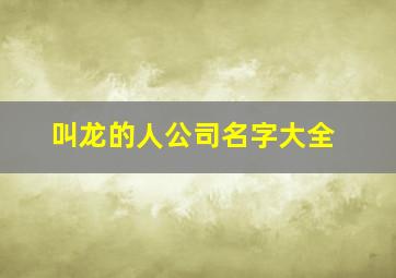 叫龙的人公司名字大全