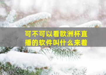 可不可以看欧洲杯直播的软件叫什么来着