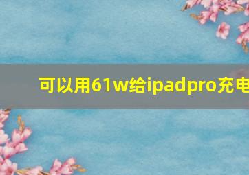 可以用61w给ipadpro充电