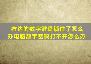 右边的数字键盘锁住了怎么办电脑数字密码打不开怎么办