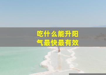 吃什么能升阳气最快最有效