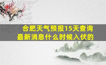 合肥天气预报15天查询最新消息什么时候入伏的