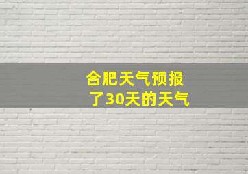 合肥天气预报了30天的天气