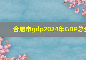 合肥市gdp2024年GDP总量