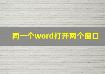 同一个word打开两个窗口