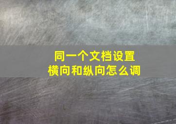 同一个文档设置横向和纵向怎么调