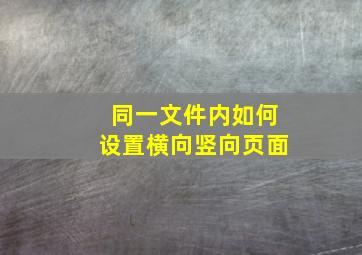 同一文件内如何设置横向竖向页面