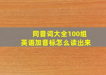 同音词大全100组英语加音标怎么读出来