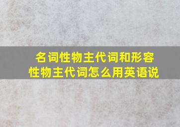 名词性物主代词和形容性物主代词怎么用英语说