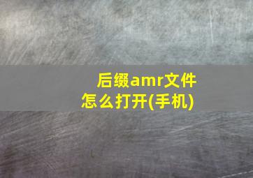 后缀amr文件怎么打开(手机)