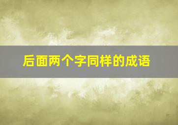 后面两个字同样的成语