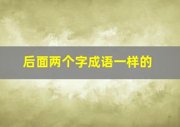 后面两个字成语一样的