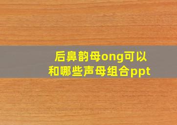 后鼻韵母ong可以和哪些声母组合ppt