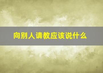 向别人请教应该说什么