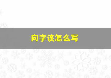 向字该怎么写