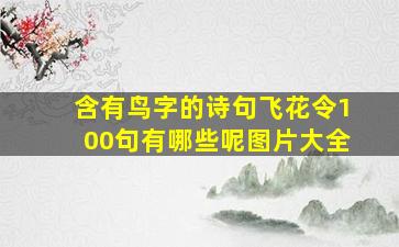 含有鸟字的诗句飞花令100句有哪些呢图片大全