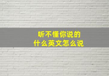 听不懂你说的什么英文怎么说