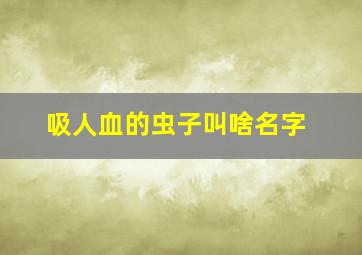 吸人血的虫子叫啥名字