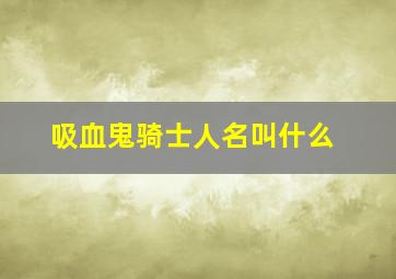 吸血鬼骑士人名叫什么