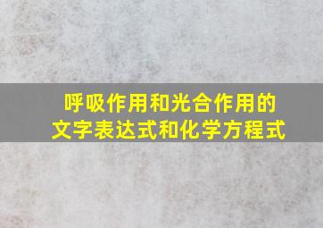 呼吸作用和光合作用的文字表达式和化学方程式