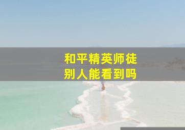 和平精英师徒别人能看到吗