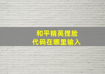 和平精英捏脸代码在哪里输入