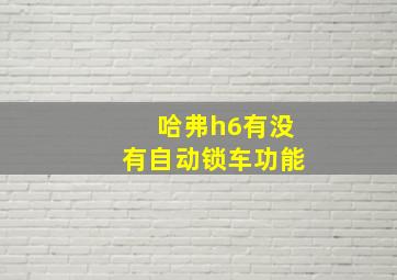 哈弗h6有没有自动锁车功能