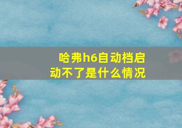 哈弗h6自动档启动不了是什么情况