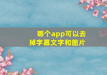 哪个app可以去掉字幕文字和图片