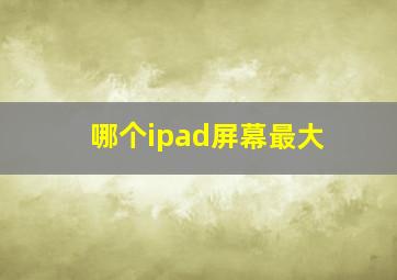 哪个ipad屏幕最大