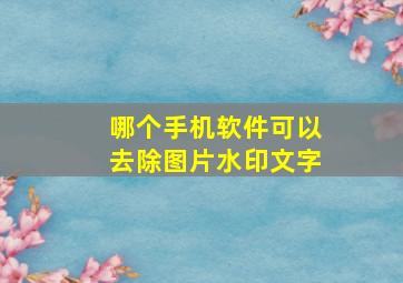 哪个手机软件可以去除图片水印文字