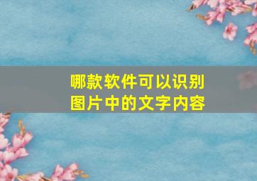 哪款软件可以识别图片中的文字内容