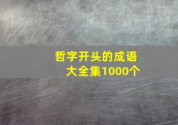 哲字开头的成语大全集1000个