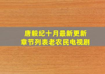 唐毅纪十月最新更新章节列表老农民电视剧