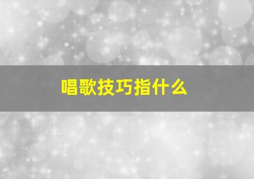 唱歌技巧指什么