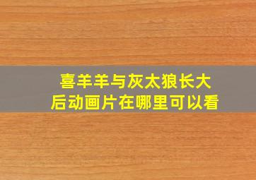 喜羊羊与灰太狼长大后动画片在哪里可以看