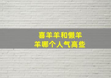 喜羊羊和懒羊羊哪个人气高些